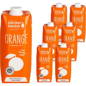 Beckers Saft Bester, Orange, ohne Zuckerzusatz, 100% Direktsaft, Tetrapack, je 0,75 Liter, 6 Stück