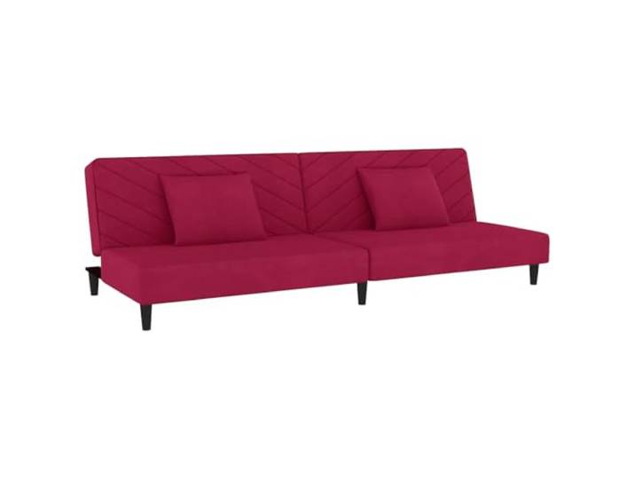 PUGYNBK Schlafsofa für 2-Sitzer, roter Samt, mit zwei Kissen Holzstruktur, weiche Polsterung, wandelbare Funktion, ideal für enge Räume, inklusive zwei passenden Kissen