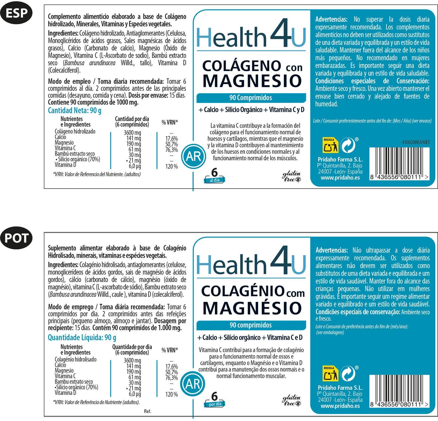 Health 4U H4U Colágeno con Magnesio 90comp