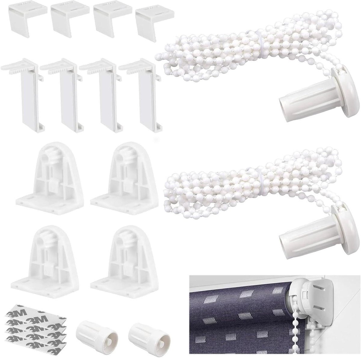 Wit Rolgordijn Klemhouders voor 17 mm buisdiameter