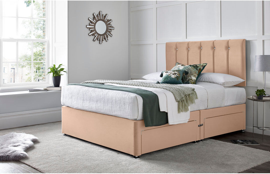Wayfair Sleep Monatuk Divan Bed with 24" Headboard on Struts Mink Double (4'6)