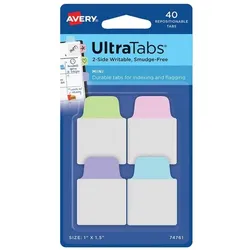 Avery Zweckform 40 Haftstreifen »UltraTabs Pastell«, 2.54x3.81 cm