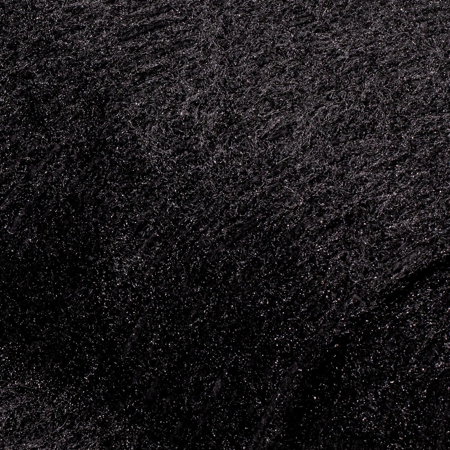 Strickstoff "Schimmer" mit Fransen, schwarz