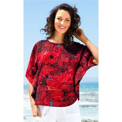 Baumwoll-Shirt in Druck rot in Größe 36/38 von DW-Shop, Rot, 36/38