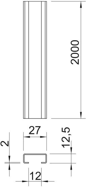 OBO Bettermann Rail de profil CL2712UP2000BK brut (1109014)