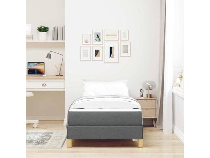 KTHLBRH Boxspringbett mit Matratze Dunkelgrau 80 x 200 cm Stoffbezug, technisches Holz, modernes Design, Schlafzimmer