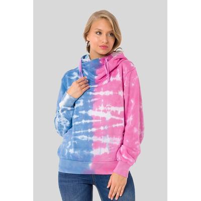 Sweatshirt CIPO & BAXX "SWEATSHIRT", Damen, Gr. M, blau (blaupink), 100% Baumwolle, bedruckt, Basic, regular fit normal, Sweatshirts Sweatshirt, zweifarbigen Batik-Look
