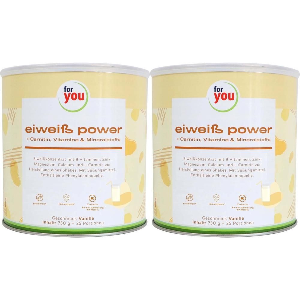 FOR YOU eiweiß power Vanille Pulver 2x 2x750 g