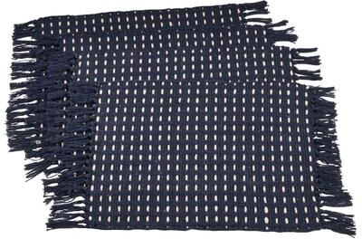 Saro Lifestyle Cotton Placemats With Dashed Woven Design (Set of 4)