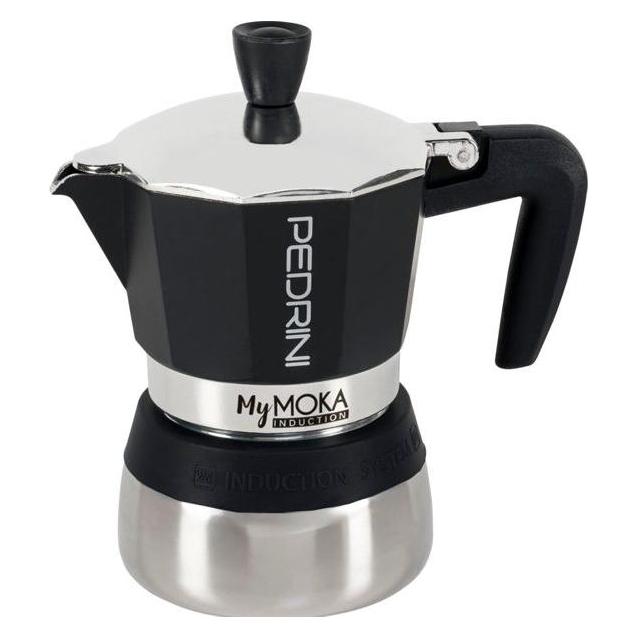 Pedrini MyMoka - Aluminium Induktion poliert / grauer Ring 3 Tassen (3 Tassen) (02CF095)