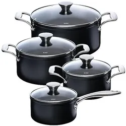 Kelomat Geschirrset 8-tlg., Pfannenset + Topfset, Schwarz