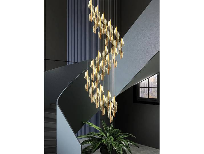 Lustre LED moderne pour escalier, salon, villa, hall, lumière de luxe, ligne longue, spirale, duplex, bâtiment, style nordique simple