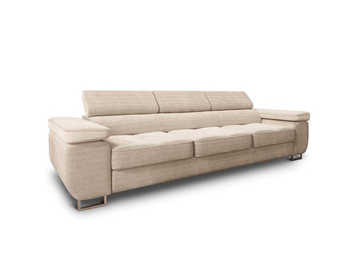 BETTSOFA MOSINE Creme Kordstoff mit Schlaffunktion