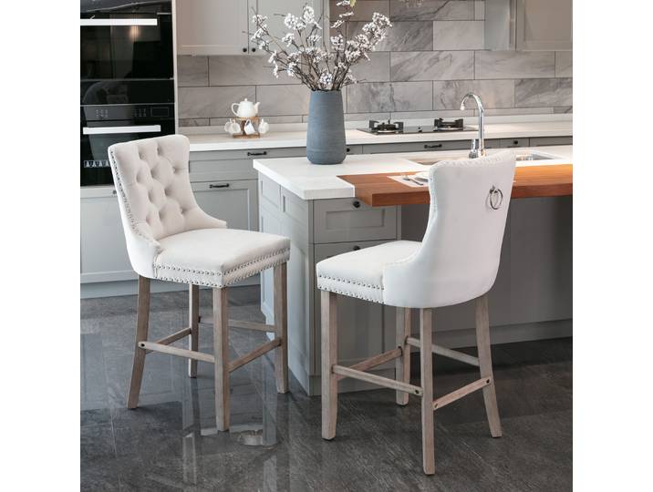 2 pièces/ensemble tabourets de Bar chaises de Bar en velours, chaises de Bar de Style loisirs, tabourets de Bar rembourrés en velours contemporain chaises de Bar de loisirs