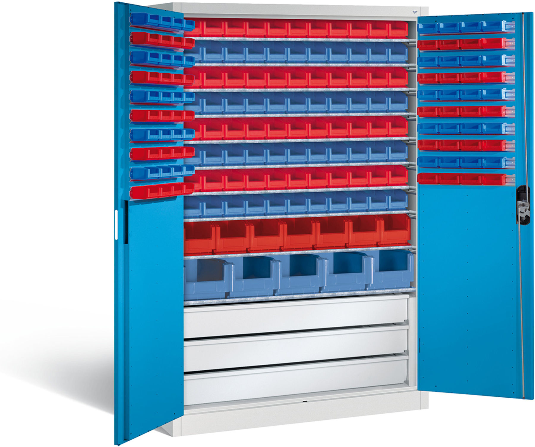 C+P Magazinschrank Acurado, H1950xB1200xT500mm, Front Lichtblau, Korpus Lichtgrau (8931-501) ; C + P Möbelsysteme (8931-501 S10062)