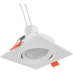 ledscom.de Decken-Einbaustrahler KUN, eckig, schwenkbar + GU10 LED 450lm, warmweiß