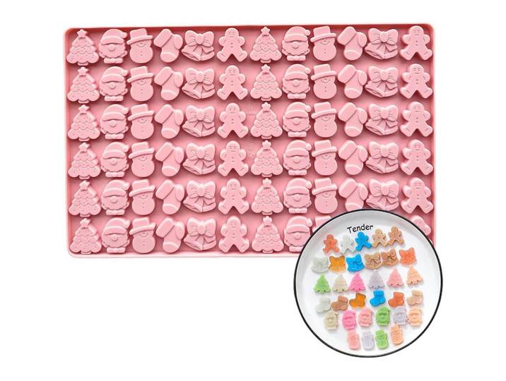 Silikonform Weihnachts-Motive, Rosa, Kunststoff, Backen & Backzubehör, Backformen, Backformen-Sets