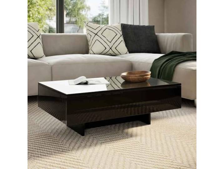 HEFZGDB Hochglanz-Schwarzer Couchtisch Moderner Rechteckiger Beistelltisch Elegante Optik Hochwertiges MDF Pflegeleicht Vielseitig Wohnzimmertisch