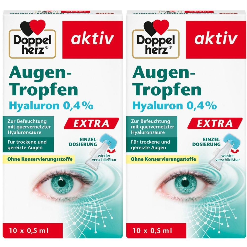 Doppelherz Augen-Tropfen Hyaluron 0,4% Extra 2x 2x10x0,5 ml Tropfen