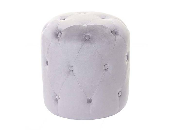 Tabouret pouf capitonne 42x39cm velours gris clair 04_0005335