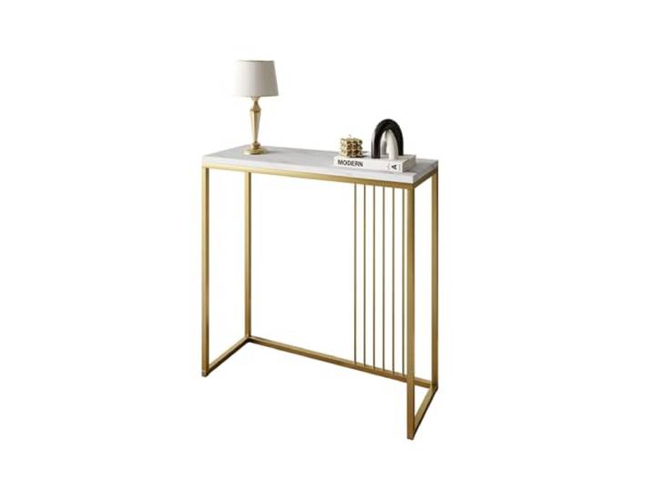 Lookway Konsolentisch Prime LEVANTO – Moderner Konsoltisch mit weißer Marmorplatte auf Metallgestell 80/100x80x30 cm (Marmor Levanto, Breite: 80 cm, Gold)