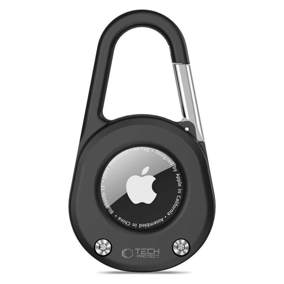 Tech-Protect Slidelock Karabiner Schlüsselanhänger Apple Airtag 1 / 2 Schwarz (5906302333332)