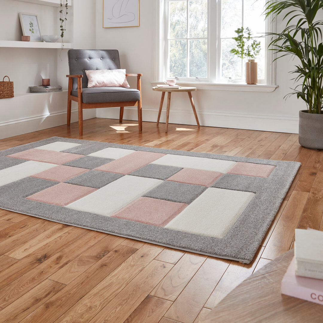 Ivy Bronx Beane area rug Machine Woven Rectangle Grey/Rose Grey/Rose Rectangle 160cm x 220cm