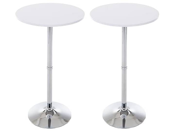 CLP 2er Set Metall-Stehtische Mit Runder Holztischplatte Ø 60 cm Höhe: 110 cm Farbe weiß matt