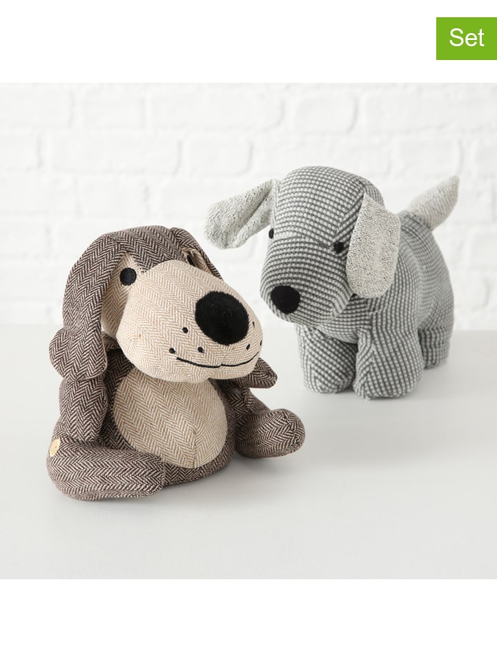 Boltze 2er-Set: Türstopper "Hund" in Grau/ Braun - onesize
