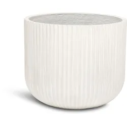 Linea Betontopf mit geriffelter Oberfläche Ø 37 cm, Höhe 30 cm weiß