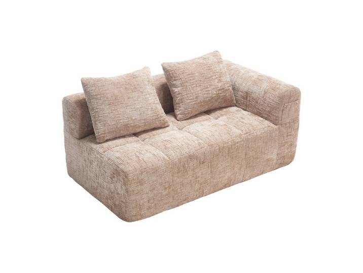 MODFU Sofa Schlafsofa Loungesofa, Chaiselongue-Sofa, für 2 Personen, kein Zusammenbau erforderlich – Flauschiges Sofa mit Kissen, praktischen Seitentaschen, ideale Entspannung für Wohnzimmer & Schlafzimmer, perfekt für Entspannen & Mittagsschlaf, Perfekt für Entspannung & Nickerchen