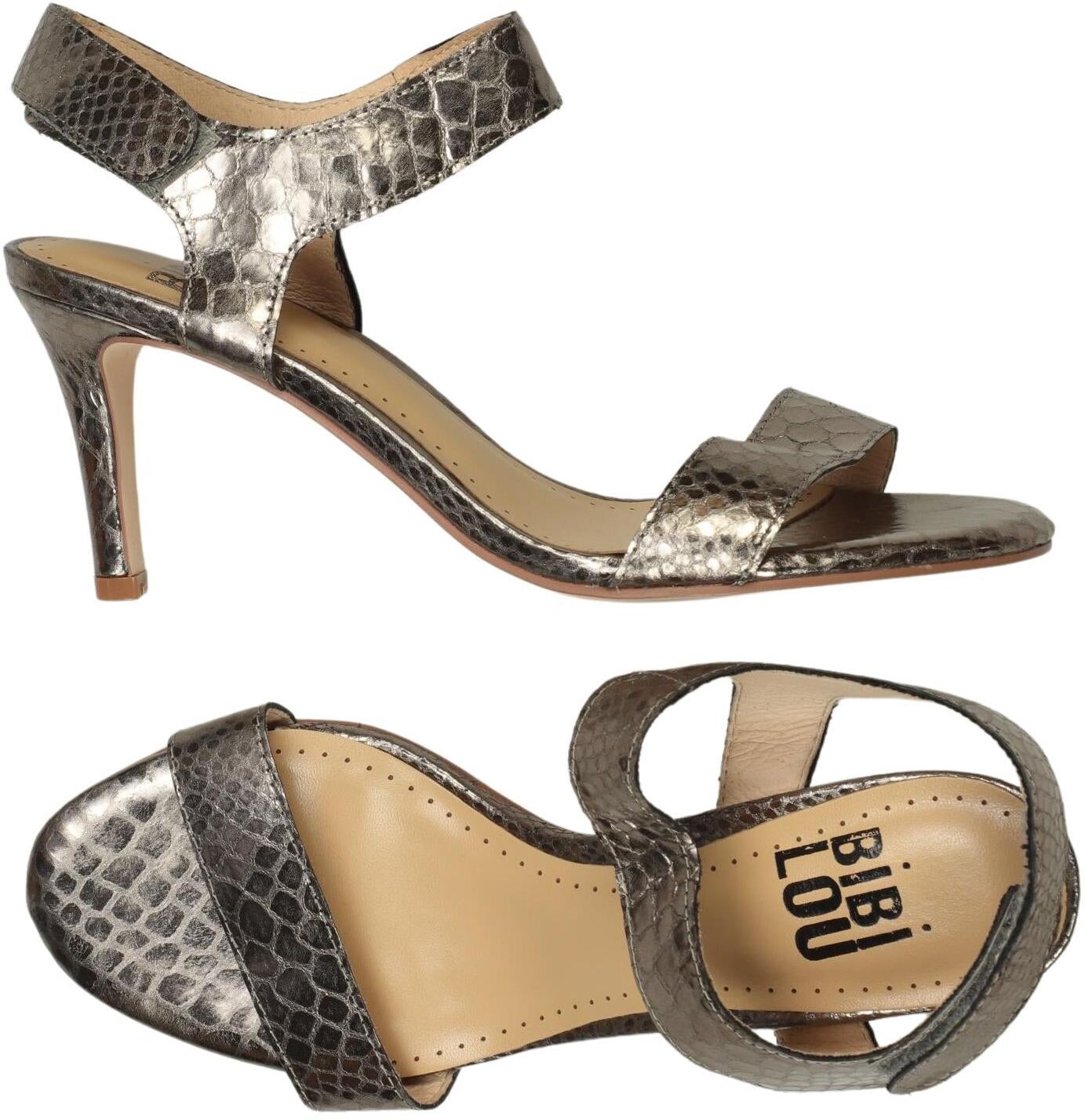 Bibi Lou Damen Sandalen, Silber, Gr. EU 38, Leder - Second Hand