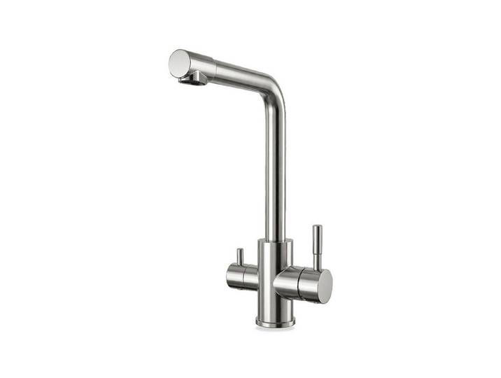 BEM Küchenarmatur 3-Wege-Wasserhahn aus Edelstahl 18/10 (1-St., getrennte Ausläufe keine Vermischung von Leitungs- und Filterwasser) 3 Funktionen in einem