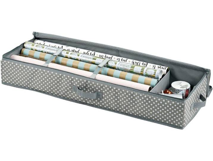 Aufbewahrungsbox ZELLER PRESENT, grau, Maße(B/T/H):(90/12/30), Polyester, Aufbewahrungsboxen, Aufbewahrungsbox, (Geschenkpapier-Organzier), aus Polyester, Topseller