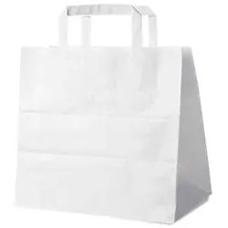 250 Papiertragetaschen weiß 26 + 17 x 25 cm – Einkaufstaschen mit Innenhenkel