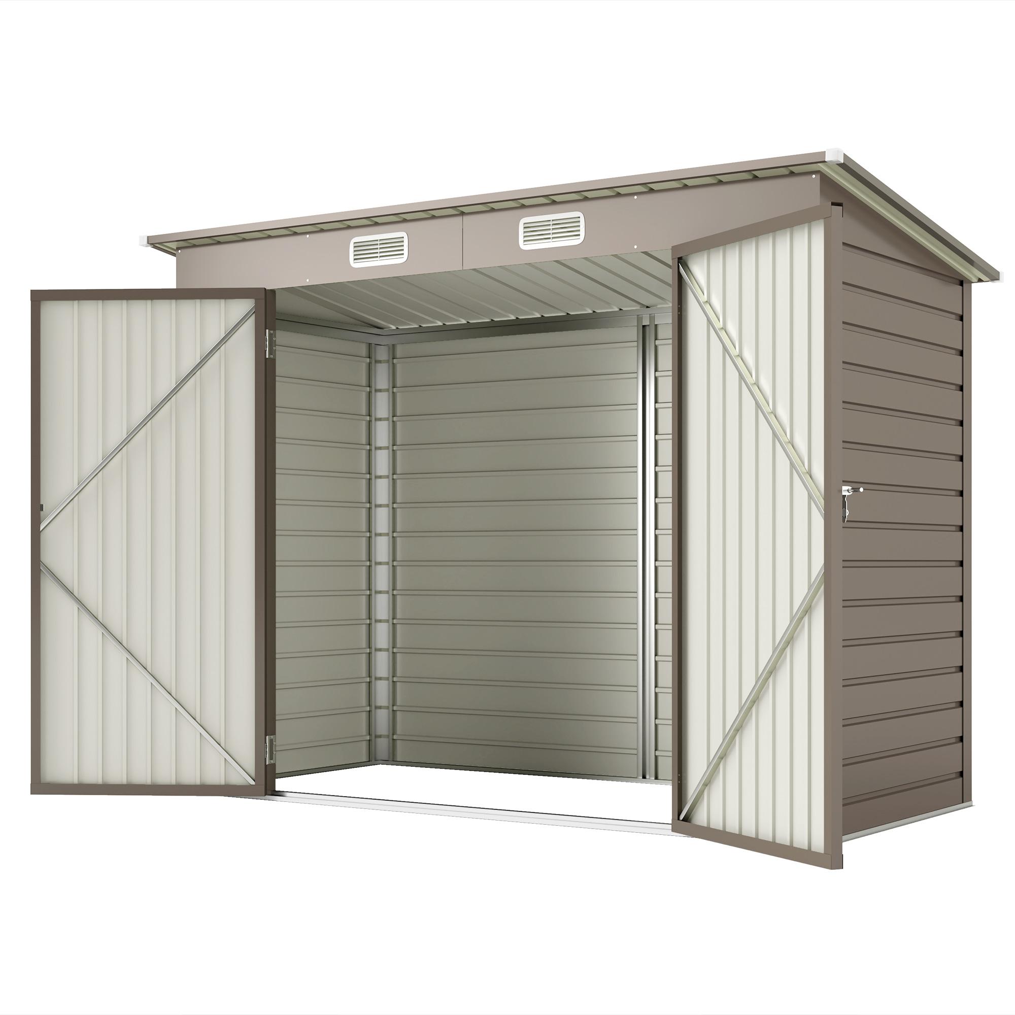 Outsunny Metall Gerätehaus 2,7 m² 249x121x183cm Geräteschuppen mit Pultdach