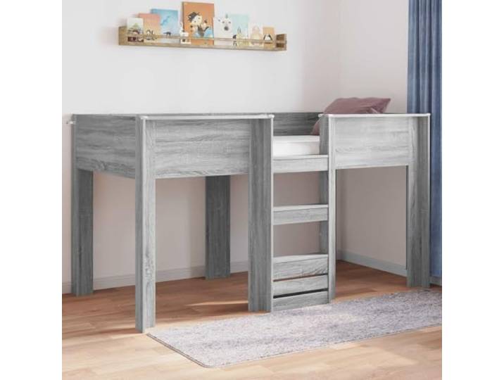 WDGJJFECNMUEHI Holzwerkstoff platzsparendes Design Grau 100 x 200 cm Etagenbett für Kinder Graues Sonoma 100 x 200 cm Holzwerkstoff mit Matratze Platzsparendes Hochbett Doppelstockbett für