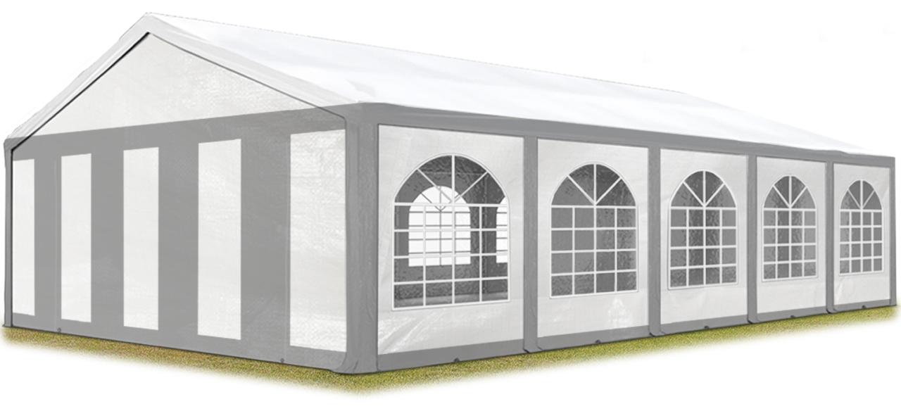 TOOLPORT Hochwertiges Partyzelt 5x10 m Pavillon Zelt ca. PE Plane 450 N Gartenzelt Festzelt Bierzelt Wasserdicht grau-weiß