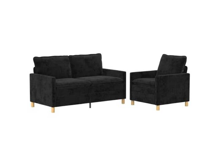 IBUQDDV Sofaset 2 STK. Schwarz Polyester Metallrahmen, Plüschkissen mit Schaumstoff und Faser, abnehmbarer Bezug, einfache Montage zu zweit, modernes Design