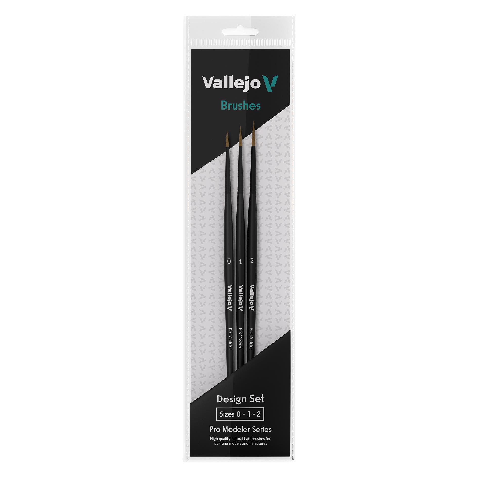 Vallejo BRUSH SET / PRO MODELER - DESIGN SET - NATURAL HAIR (SIZES 0, 1 & 2) (B01991)