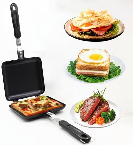 Aluminium panini-grill zwart, 19 cm, dubbelzijdig voor in de keuken