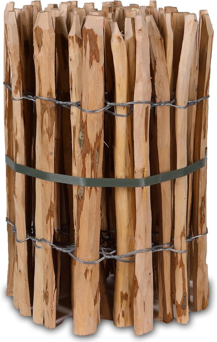 Weerbestendige houten tuinafscheiding rolhek van natuurlijk hazelnoot, Hoogte: 50 cm