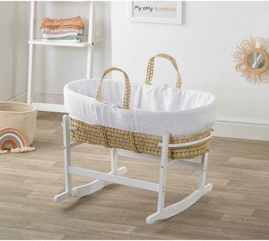 Kinder Valley Moses Basket With Stand with Mattress White/White 30cm H X 47cm W X 86cm L