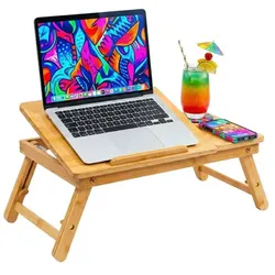 Relaxdays Bambus Laptop-Ständer Baum-Design Hellbraun