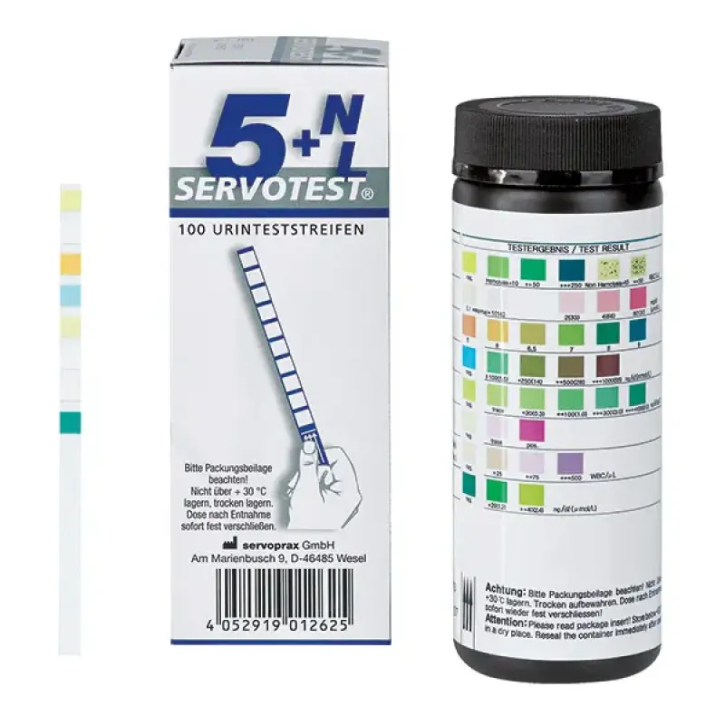 Servoprax GmbH SERVOTEST 5+NL Urinteststreifen, mit Leucozytenfeld (100 Teststreifen) K4 6111