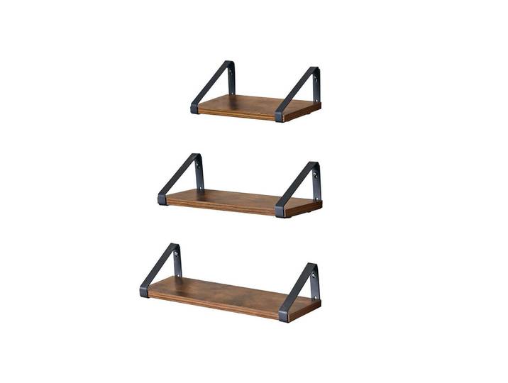 Hansiro Wandregal Antananarivo 3Er-Set, Braun, Metall, 12x11x40 cm, Wohnzimmer, Regale, Wandregale