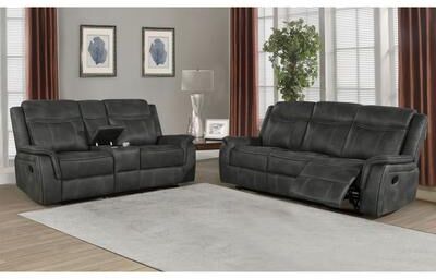 Coaster Lawrence Upholstered Reclining Sofa Set Charcoal