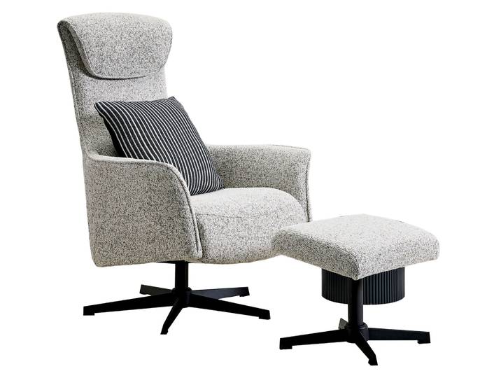 Welnova Relaxsessel mit Hocker VICTORIA, grau, Stoff