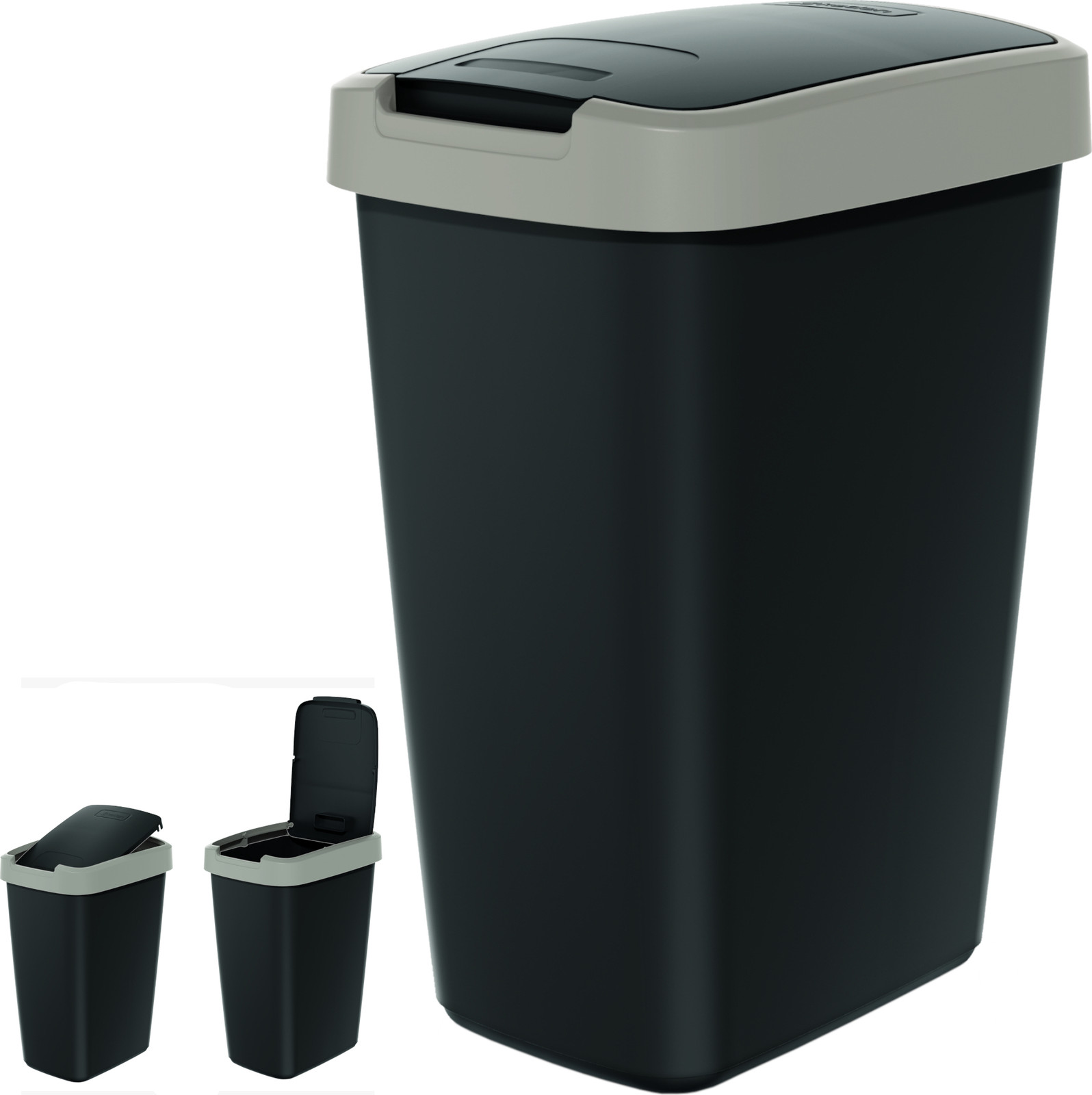 Prosperplast Afvalbak COMPACTA Q NSAB12 - lichtbruin/zwart