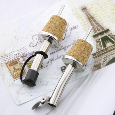 Inspire Daily Merch Wooden Cork Red Bottle Stopper Wine Olive Oil Pourer Spout Bar Accessories silver straight